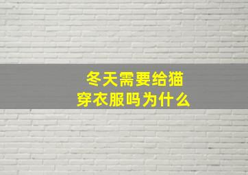 冬天需要给猫穿衣服吗为什么