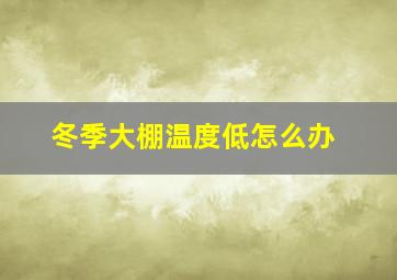 冬季大棚温度低怎么办