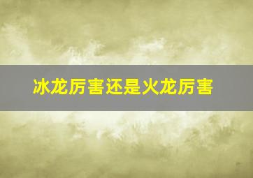 冰龙厉害还是火龙厉害