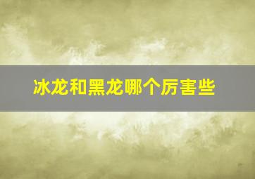 冰龙和黑龙哪个厉害些