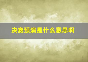 决赛预演是什么意思啊