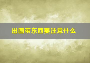 出国带东西要注意什么