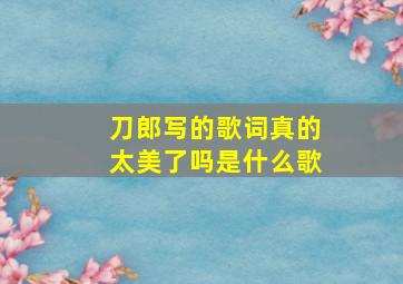 刀郎写的歌词真的太美了吗是什么歌