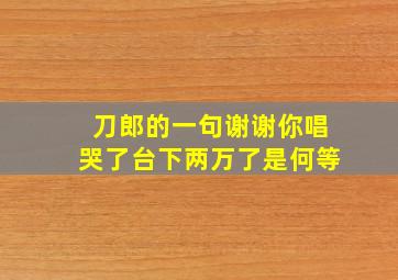 刀郎的一句谢谢你唱哭了台下两万了是何等