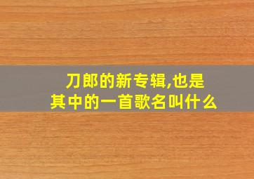 刀郎的新专辑,也是其中的一首歌名叫什么