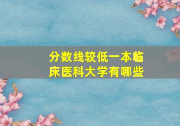 分数线较低一本临床医科大学有哪些