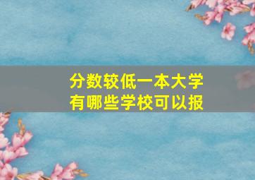 分数较低一本大学有哪些学校可以报