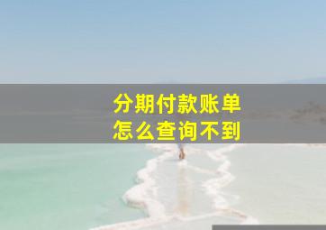 分期付款账单怎么查询不到