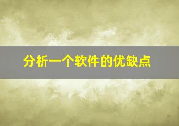 分析一个软件的优缺点