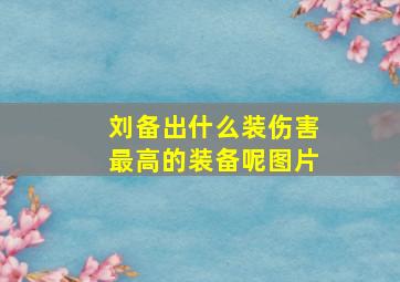 刘备出什么装伤害最高的装备呢图片