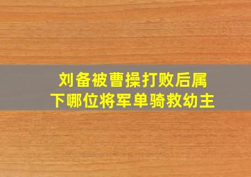 刘备被曹操打败后属下哪位将军单骑救幼主