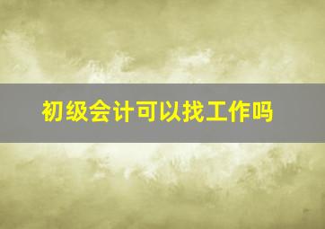 初级会计可以找工作吗