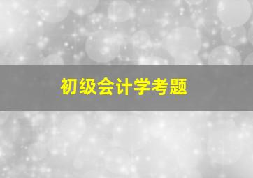 初级会计学考题