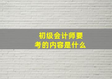 初级会计师要考的内容是什么