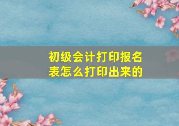 初级会计打印报名表怎么打印出来的