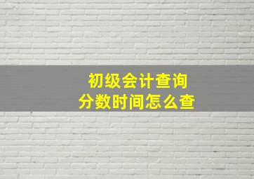 初级会计查询分数时间怎么查