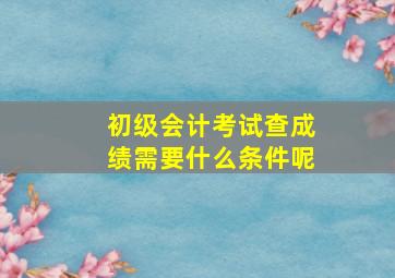 初级会计考试查成绩需要什么条件呢