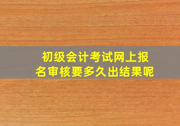 初级会计考试网上报名审核要多久出结果呢