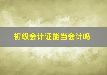 初级会计证能当会计吗