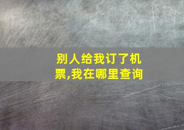 别人给我订了机票,我在哪里查询