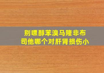 别嘌醇苯溴马隆非布司他哪个对肝肾损伤小