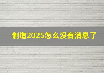 制造2025怎么没有消息了