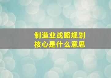 制造业战略规划核心是什么意思