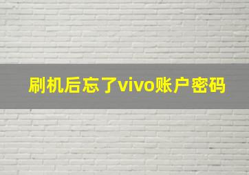 刷机后忘了vivo账户密码