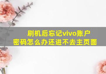 刷机后忘记vivo账户密码怎么办还进不去主页面