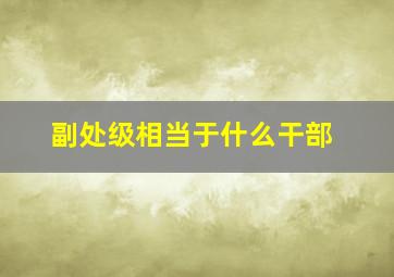 副处级相当于什么干部