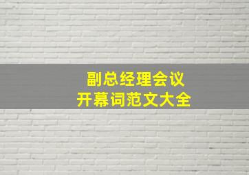 副总经理会议开幕词范文大全