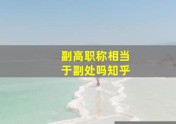 副高职称相当于副处吗知乎