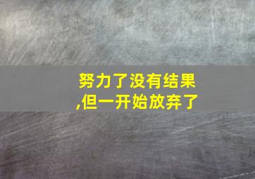 努力了没有结果,但一开始放弃了