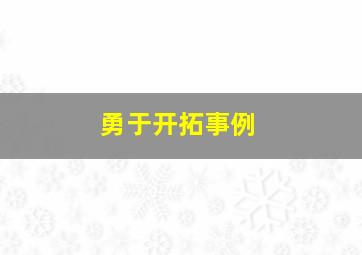 勇于开拓事例