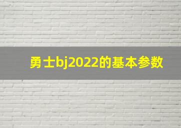 勇士bj2022的基本参数