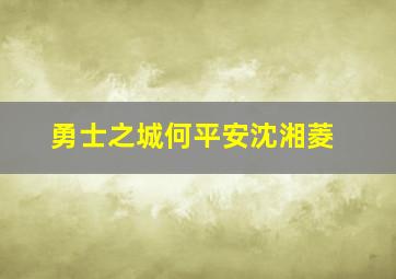 勇士之城何平安沈湘菱