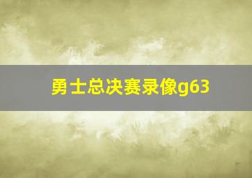 勇士总决赛录像g63