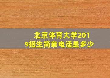 北京体育大学2019招生简章电话是多少