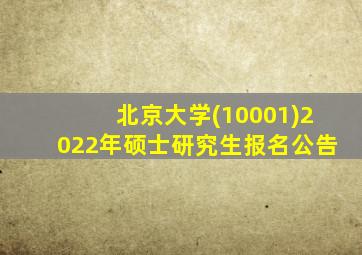 北京大学(10001)2022年硕士研究生报名公告