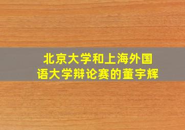 北京大学和上海外国语大学辩论赛的董宇辉