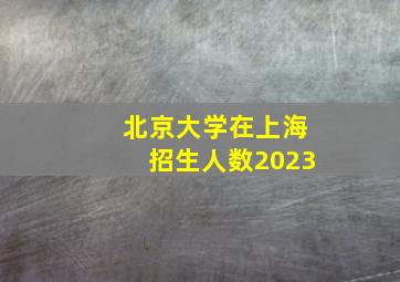 北京大学在上海招生人数2023