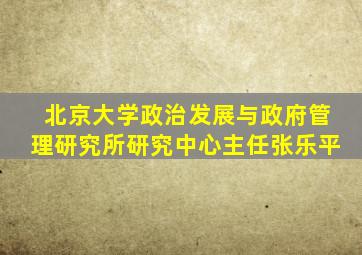 北京大学政治发展与政府管理研究所研究中心主任张乐平