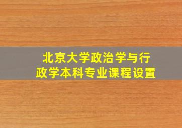 北京大学政治学与行政学本科专业课程设置