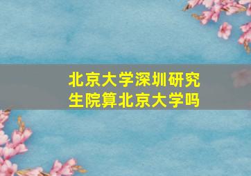 北京大学深圳研究生院算北京大学吗