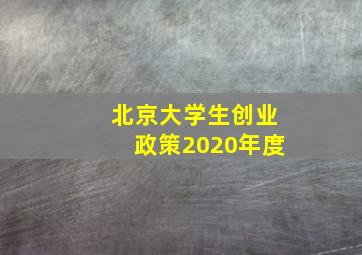 北京大学生创业政策2020年度