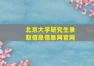 北京大学研究生录取信息信息网官网