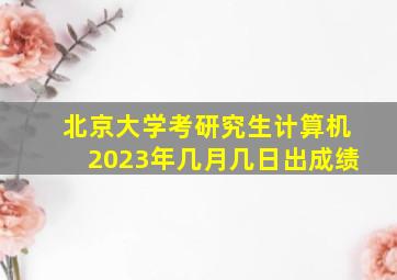 北京大学考研究生计算机2023年几月几日出成绩