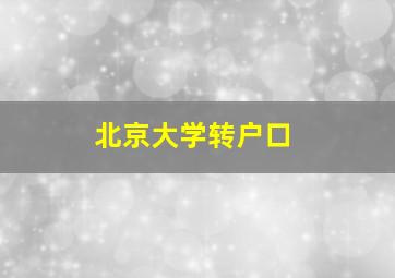 北京大学转户口