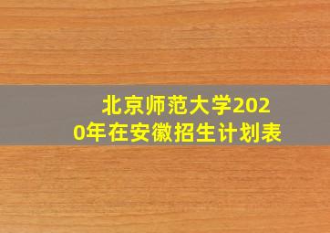 北京师范大学2020年在安徽招生计划表