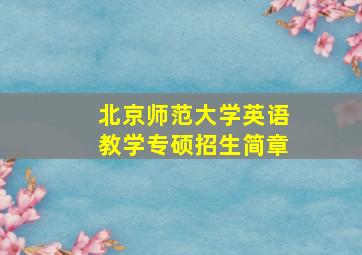 北京师范大学英语教学专硕招生简章